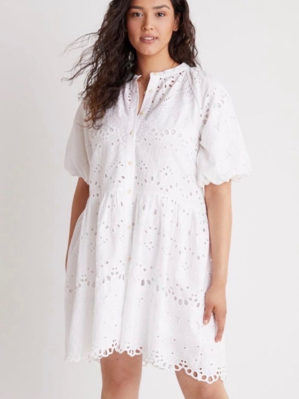 NWT Anthropologie Tallulah White Eyelet Button Front Dress in Women's X-Large